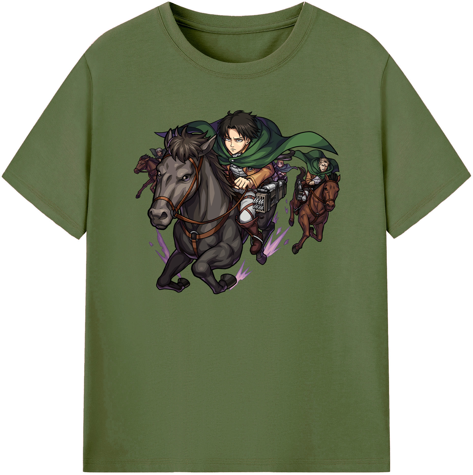 （画像用） 進撃の巨人 リヴァイ·アッカーマン Attack on Titan Levi Ackerman 綿100％半袖Tシャツ（フロントプリント）
